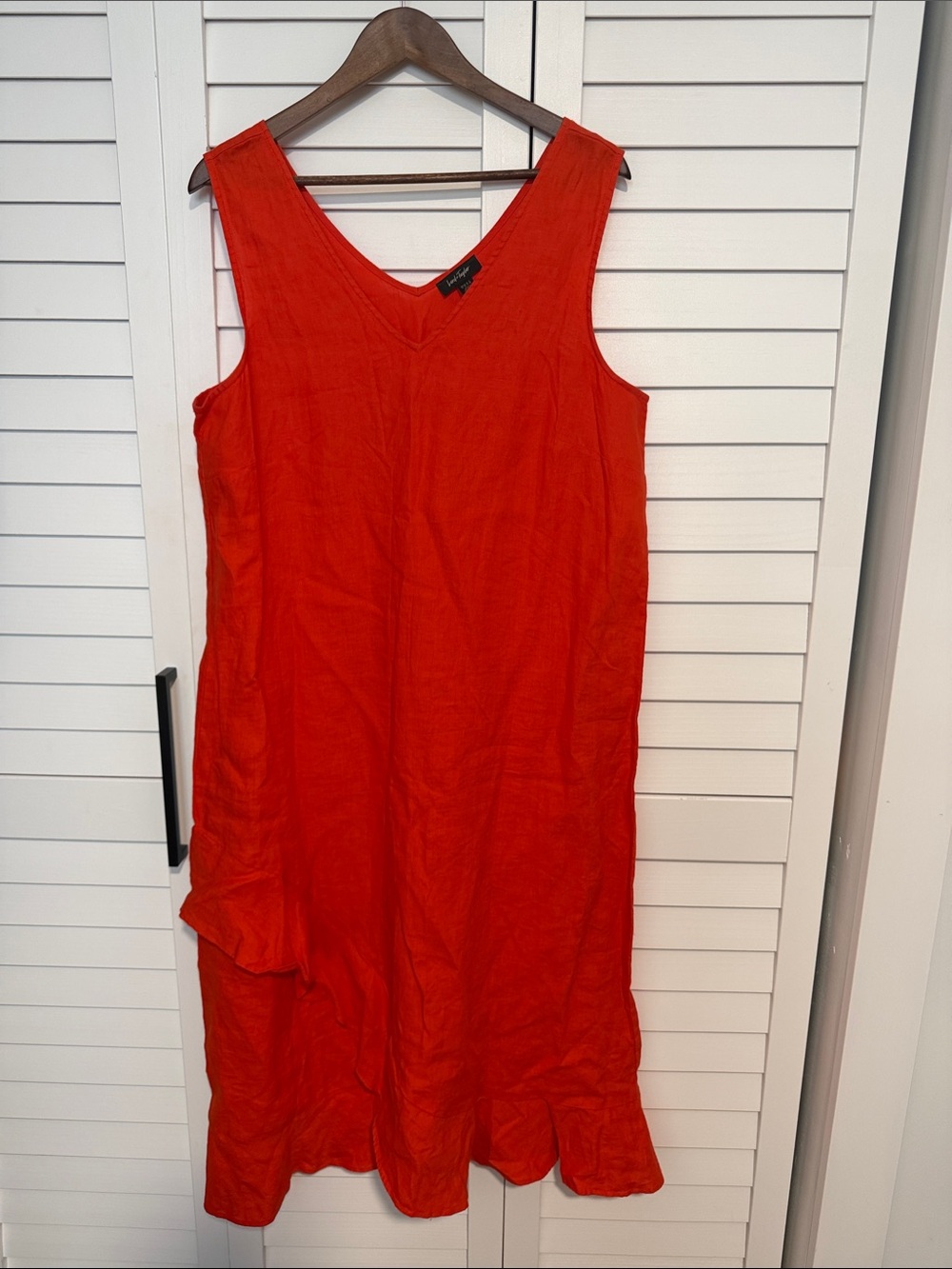 Lord & Taylor Bright Red Sleeveless V-Neck Midi Dress